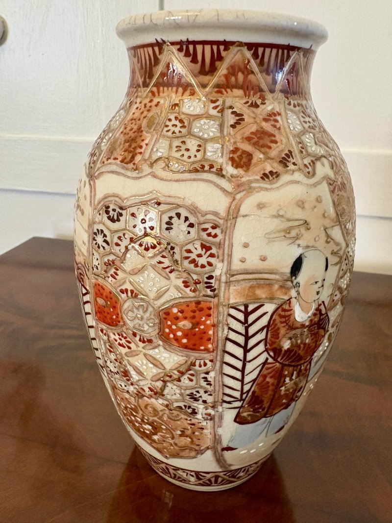 Pair of Antique Edwardian Quality Satsuma Vases - Image 9